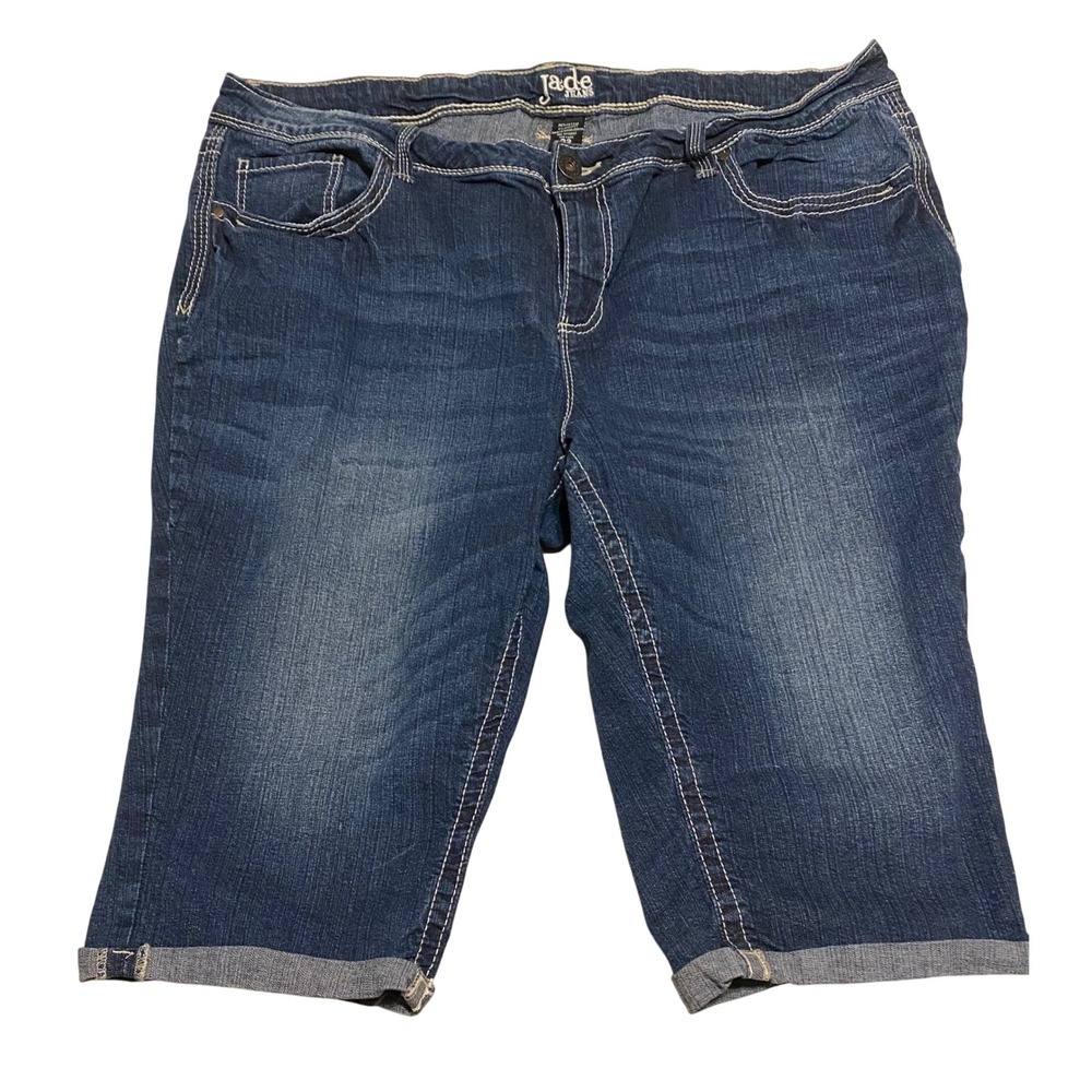 Jade Jeans Denim‎ Bermuda Capri Shorts Plus Size 22 White Stitching